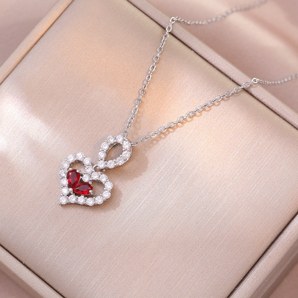 Exquisite Luxury Rhinestone Crystal Heart Pendants Necklaces For Women Party Jewelry Gifts Fashion Jewelry